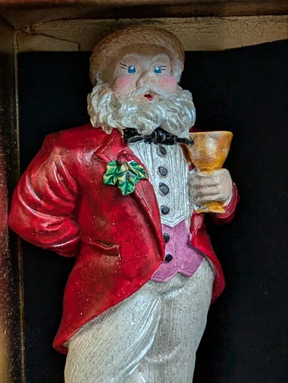 new vintage CHRISTOPHER RADKO tuxedo santa bottle stopper set